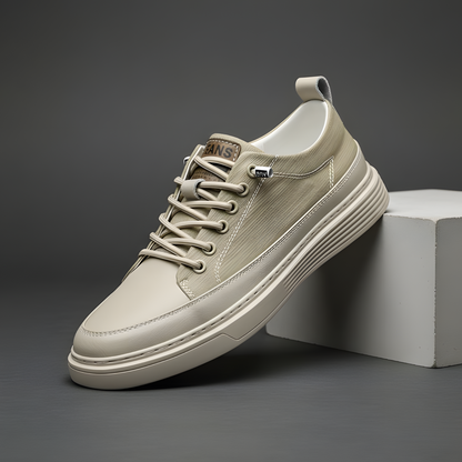 Herresneakers i kunstlæder med polstret indersål og gummisål – til daglig brug