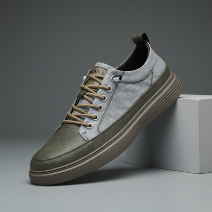 Herresneakers i kunstlæder med polstret indersål og gummisål – til daglig brug