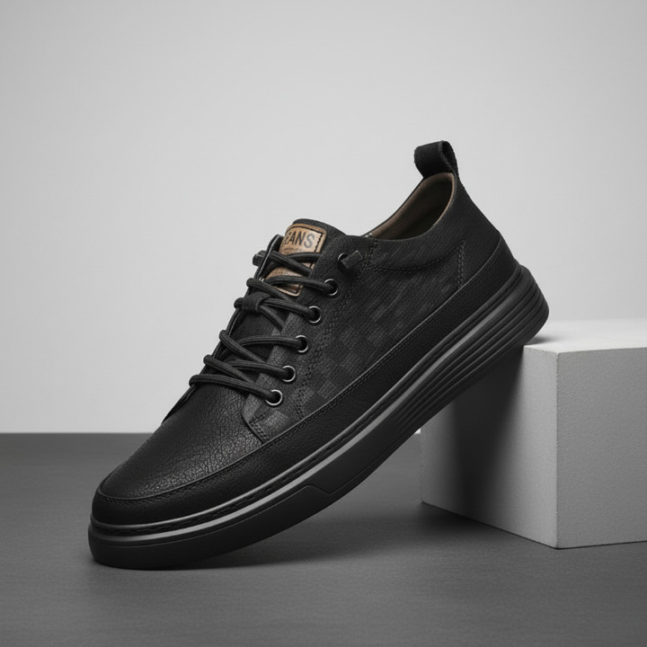Herresneakers i kunstlæder med polstret indersål og gummisål – til daglig brug
