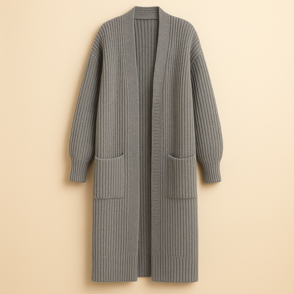 Women's Long Cardigan in Knit, Open Front, Oversized Fit