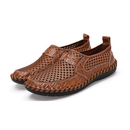 Herresko Slip-On med Elastisk Mesh Overdel og Bred Pasform – Stødabsorberende Sål med Skridsikring