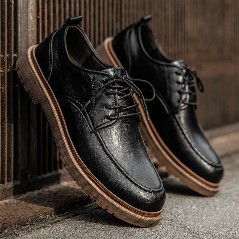 Men's faux-leather lace-up shoes with a cushioned insole