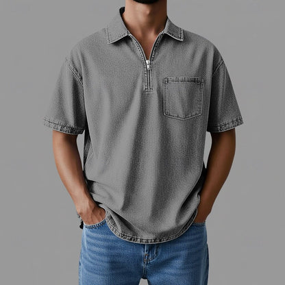Men's Zip Neck Shirt – Denim Style and Comfortable Fit