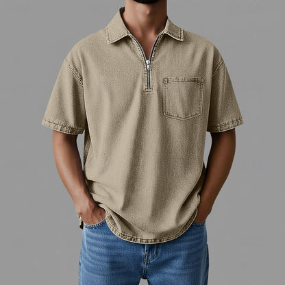 Men's Zip Neck Shirt – Denim Style and Comfortable Fit