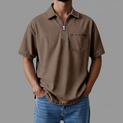 Men's Zip Neck Shirt – Denim Style and Comfortable Fit