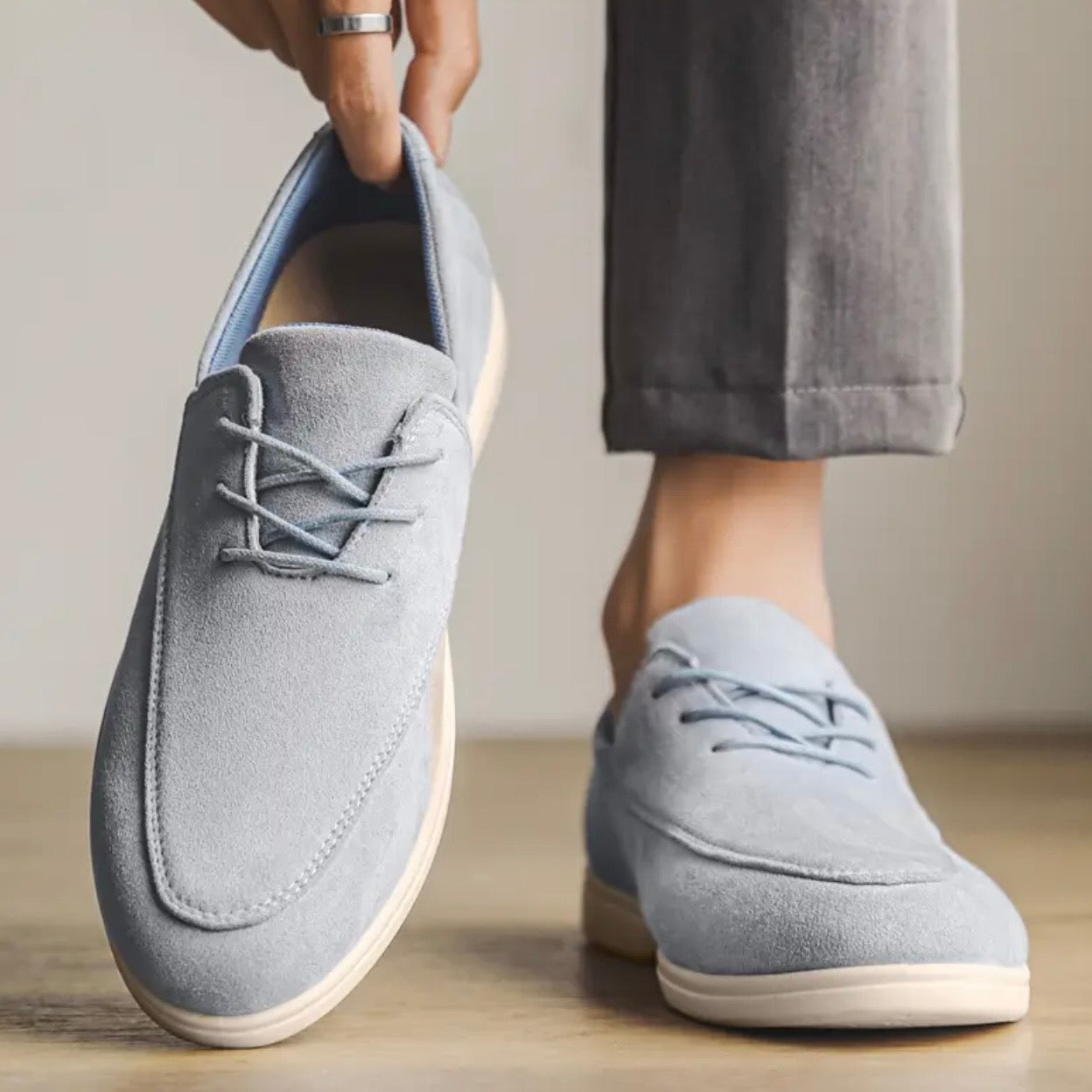 Men's Suede Loafers with Padded Insole and Non-Slip Sole