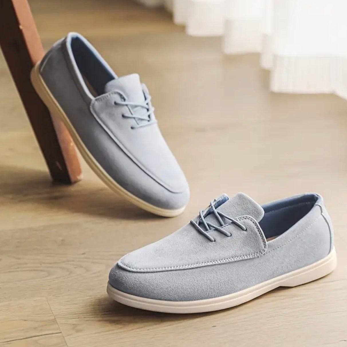 Men's Suede Loafers with Padded Insole and Non-Slip Sole