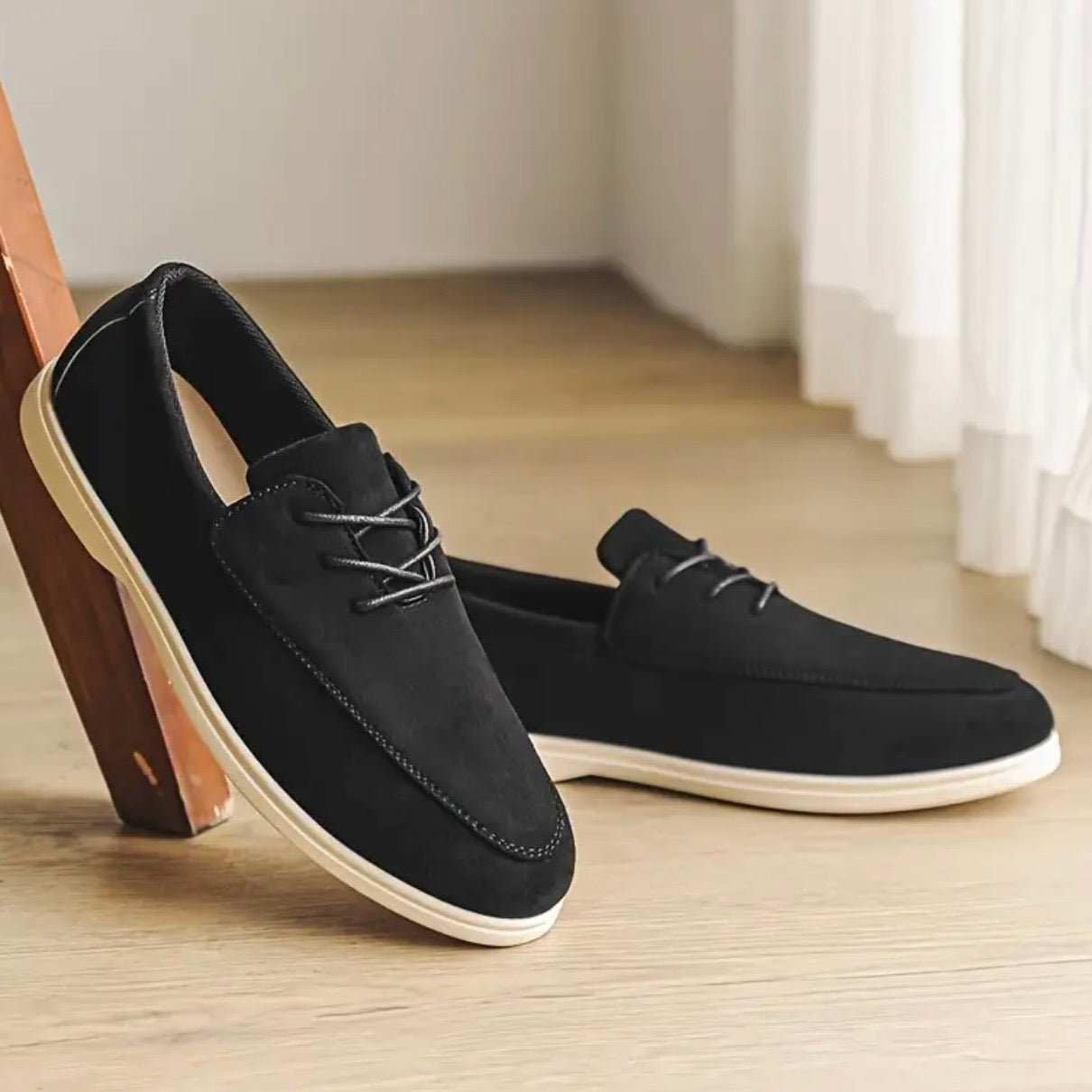 Men's Suede Loafers with Padded Insole and Non-Slip Sole