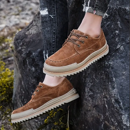 Men's Suede Boots with Moc-Toe, Platform Sole, EVA Midsole, and Rubber Outsole
