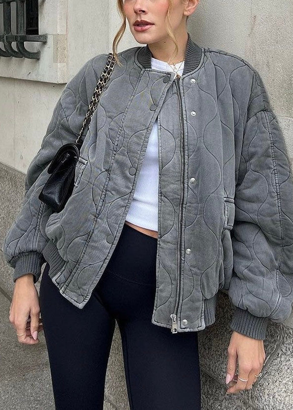 Women's Winter Bomber Jacket Loose Fit with Zip