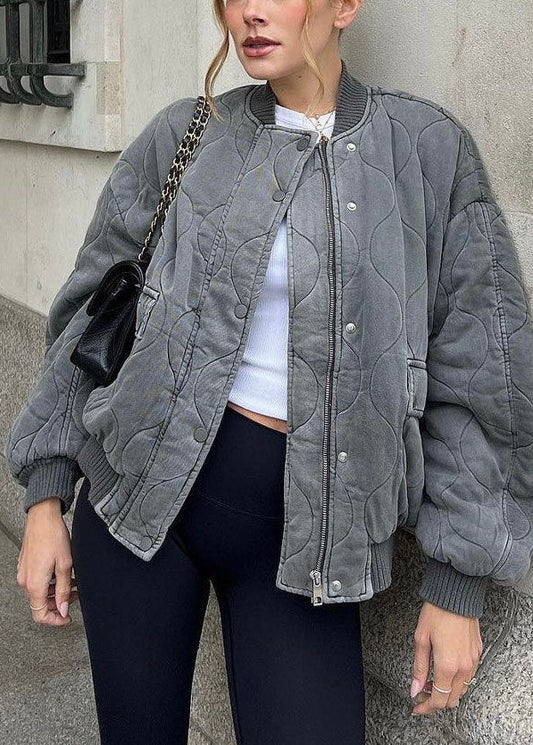 Women's Winter Bomber Jacket Loose Fit with Zip