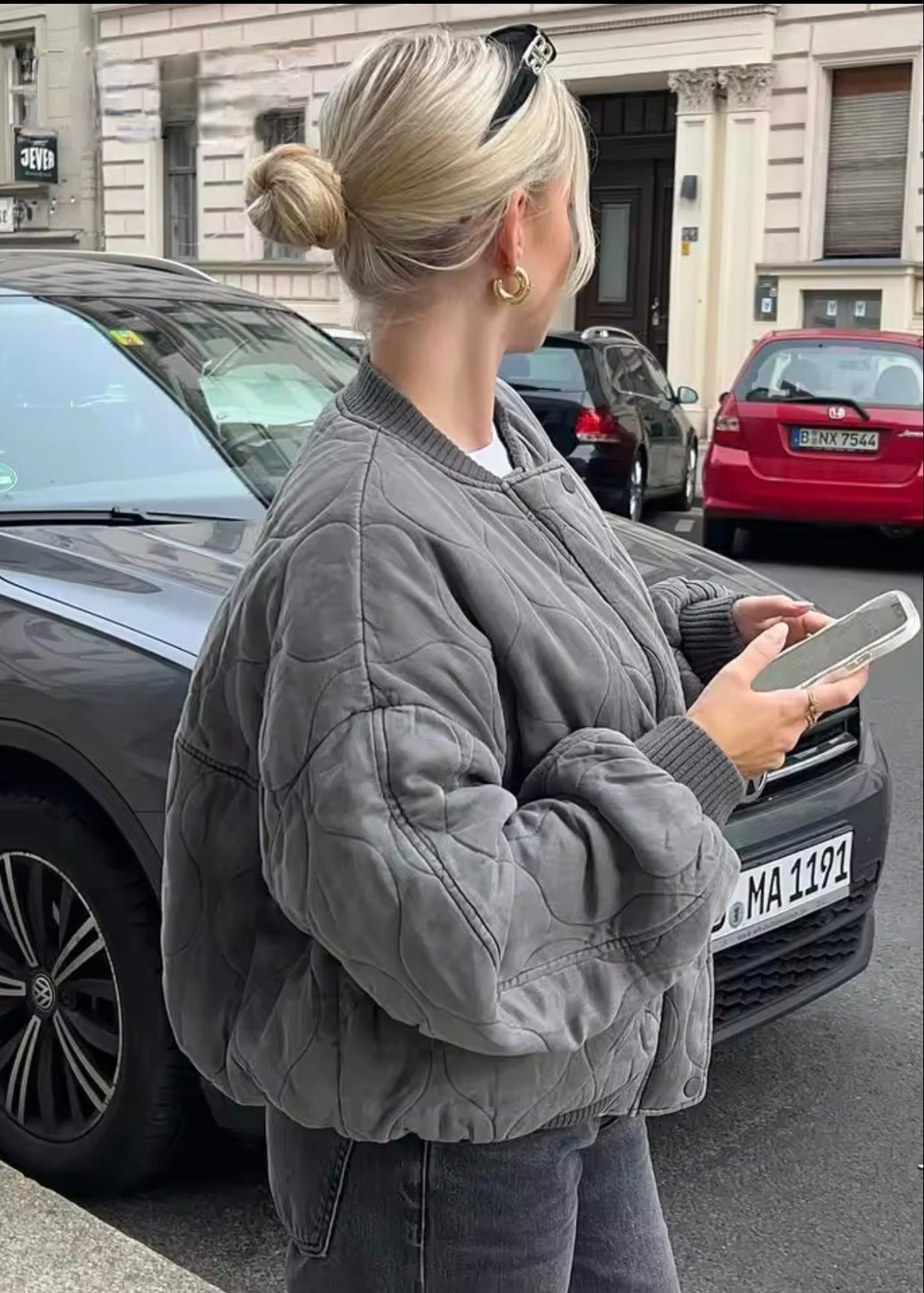 Women's Winter Bomber Jacket Loose Fit with Zip