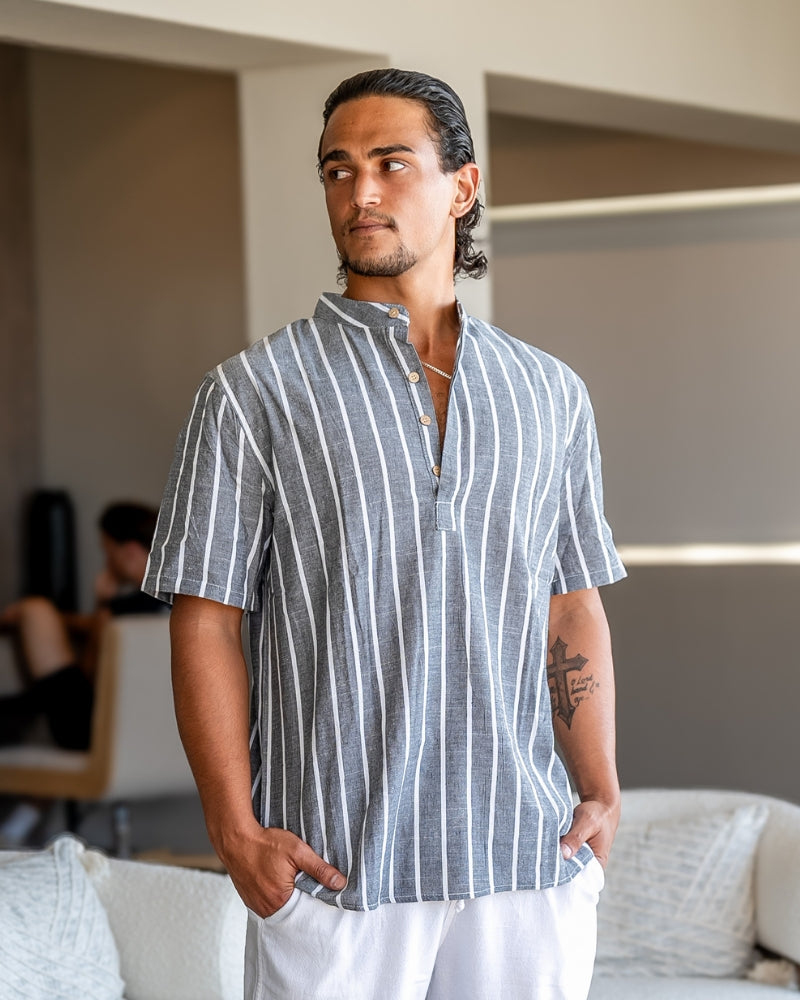 Polo da Uomo in Misto Cotone Biologico a Manica Corta con Design da Marinaio