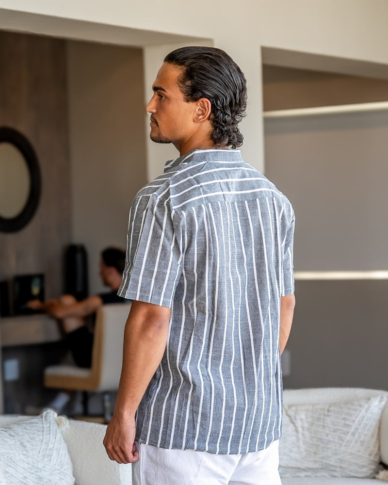 Polo da Uomo in Misto Cotone Biologico a Manica Corta con Design da Marinaio