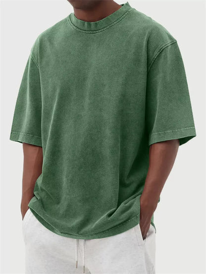 Oversized Men’s Short-Sleeve T-Shirt with Washed Effect