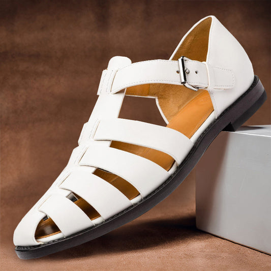 Herresommer-sandaler slip-on med overdel i syntetisk PU og gummisål
