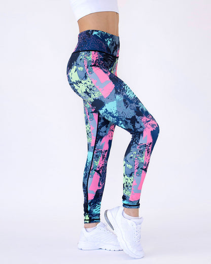 Leggings de mujer con estampado abstracto, transpirables y elásticos