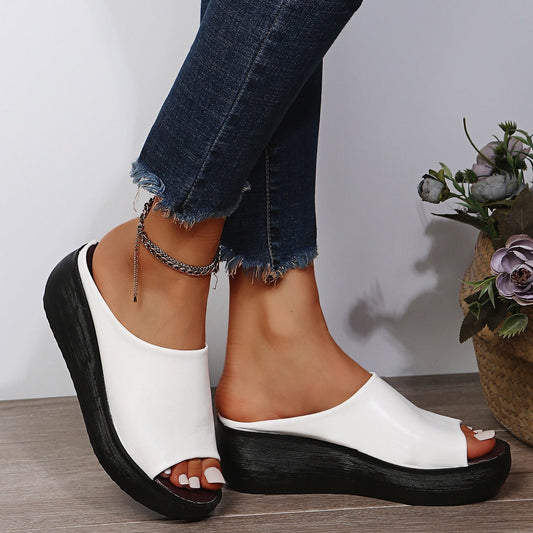 Women's Summer Wedge Sandals, Slip-On, Toe Strap, and Padded Insole – Sandal Style