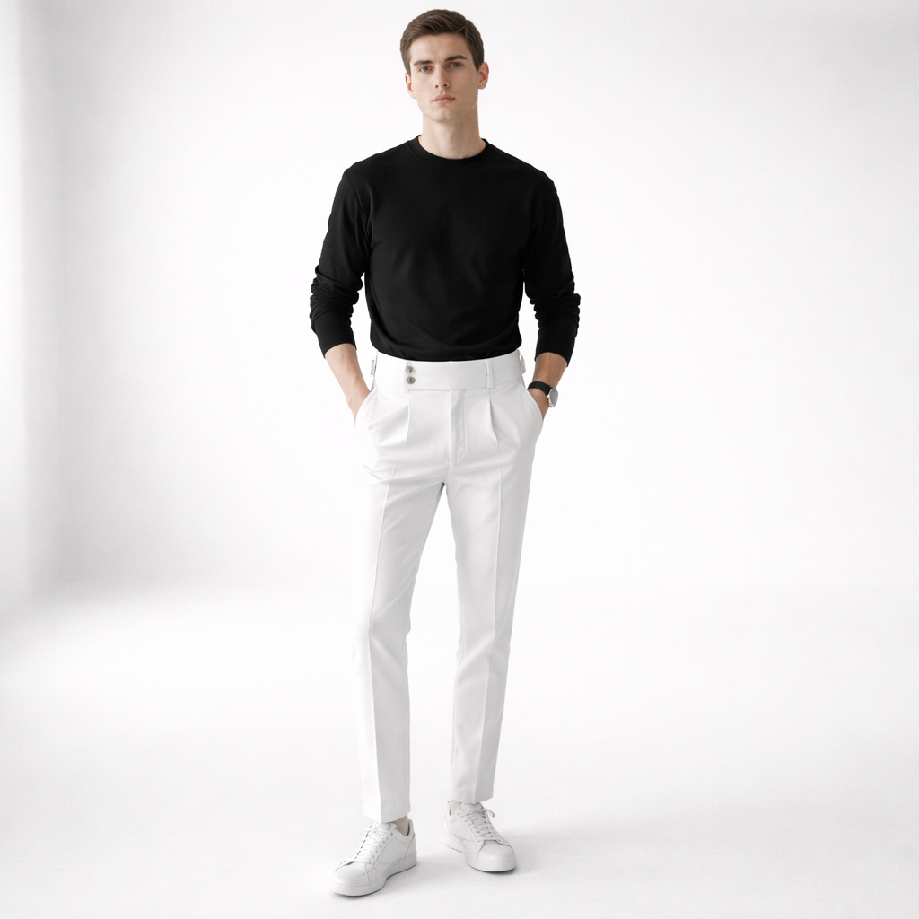 Pantaloni Uomo a Vita Alta con Gamba Dritta – Vestibilità Regolare