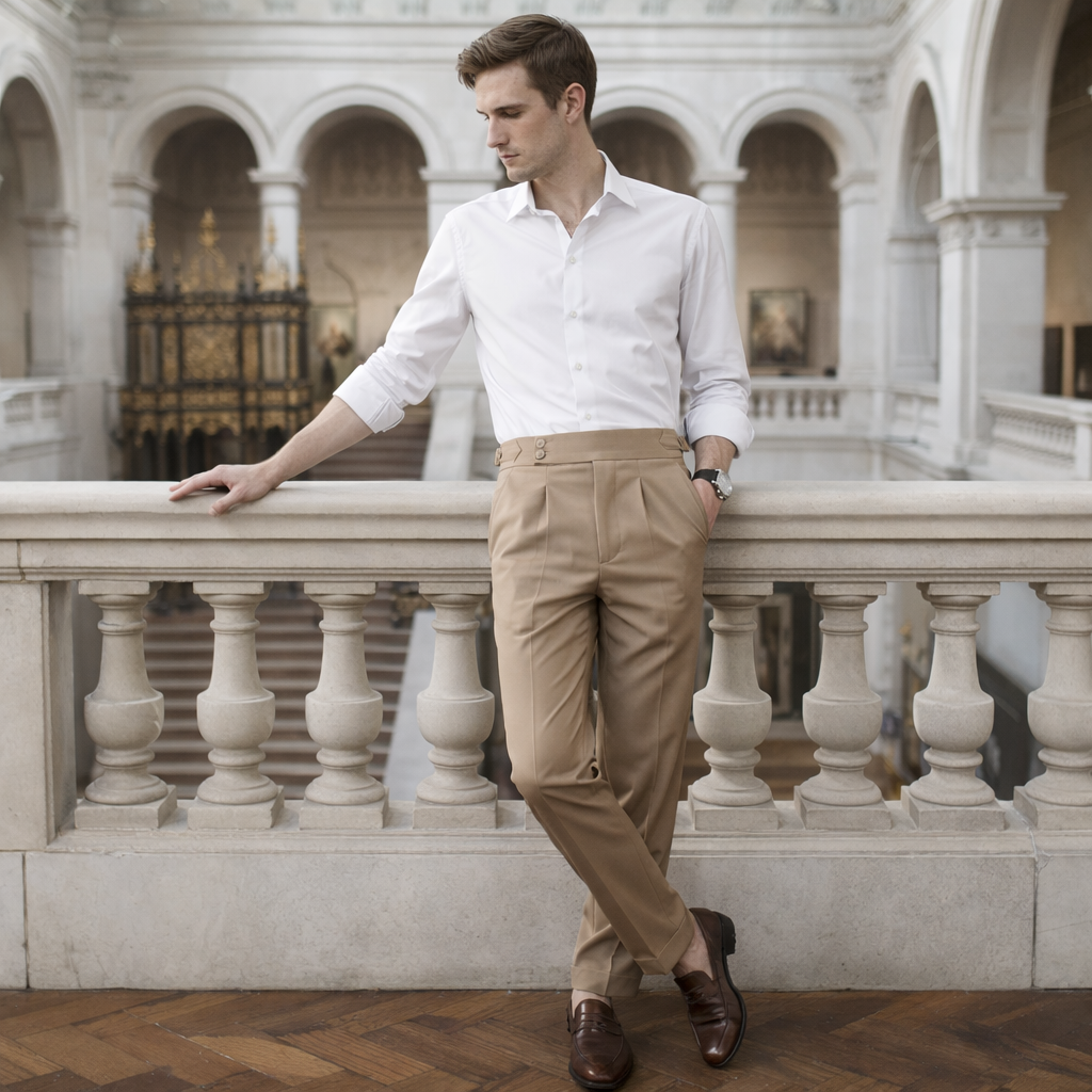 Pantaloni Uomo a Vita Alta con Gamba Dritta – Vestibilità Regolare