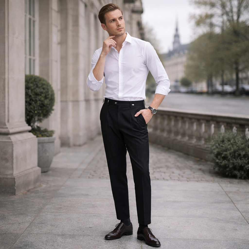 Pantaloni Uomo a Vita Alta con Gamba Dritta – Vestibilità Regolare