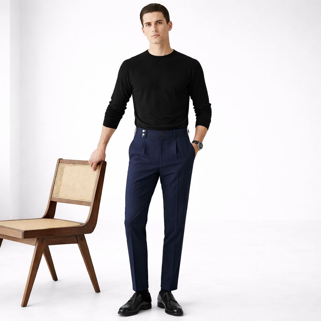 Pantaloni Uomo a Vita Alta con Gamba Dritta – Vestibilità Regolare