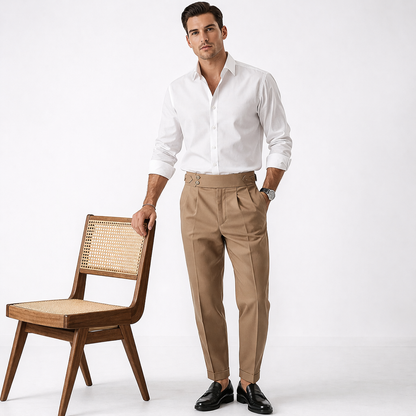 Pantaloni Uomo a Vita Alta con Gamba Dritta – Vestibilità Regolare