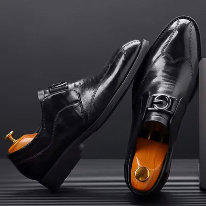Men's Monk Strap Shoes with Buckle and Padded Insole