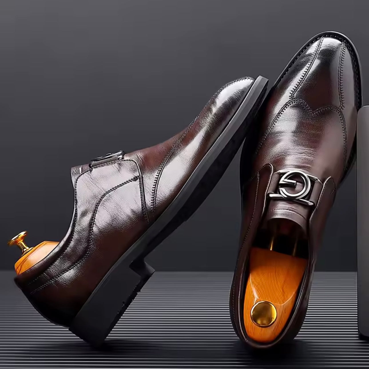 Men's Monk Strap Shoes with Buckle and Padded Insole