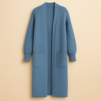 Women's Long Cardigan in Knit, Open Front, Oversized Fit