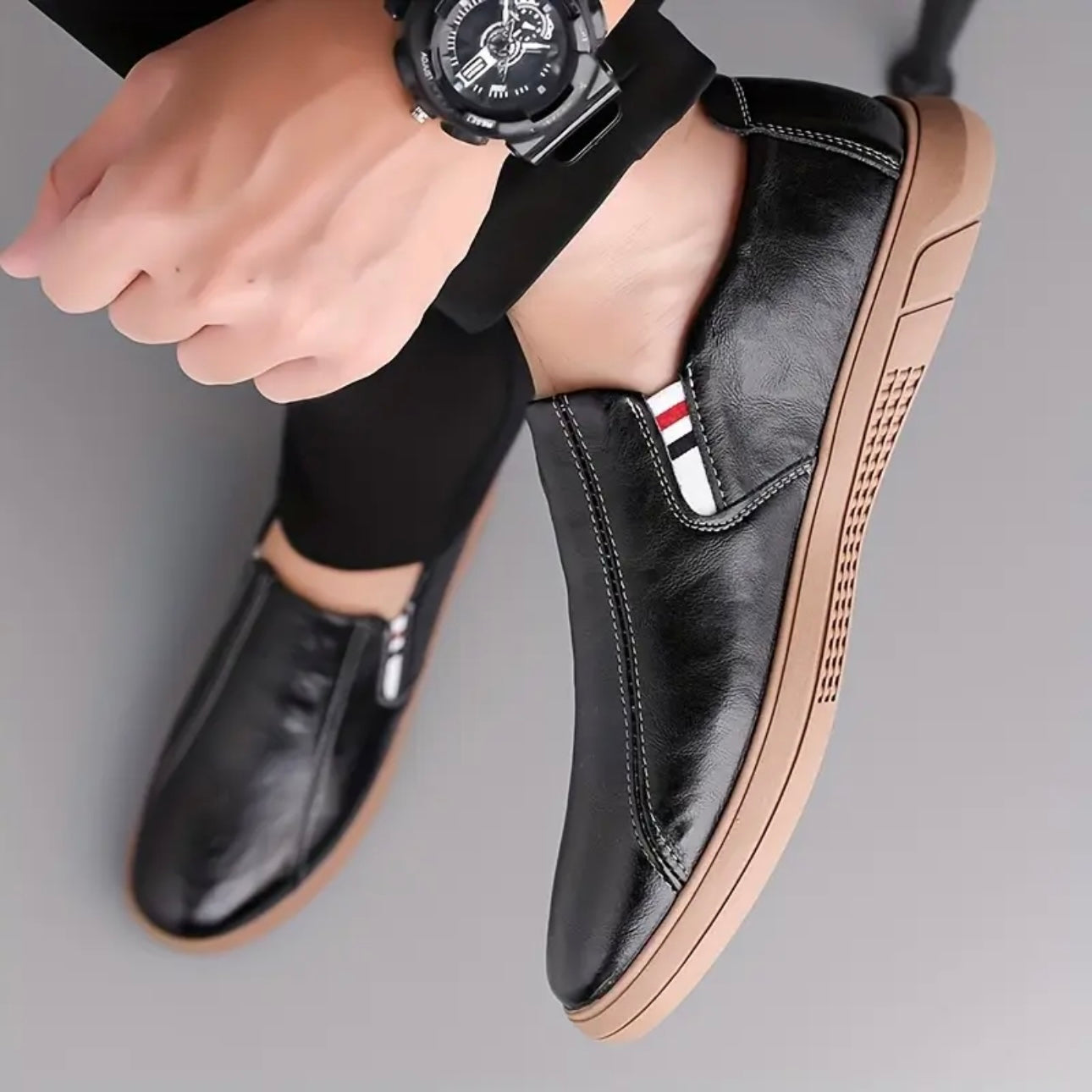 Men's Slip-On Moccasins with Padded Insole and Flexible Sole