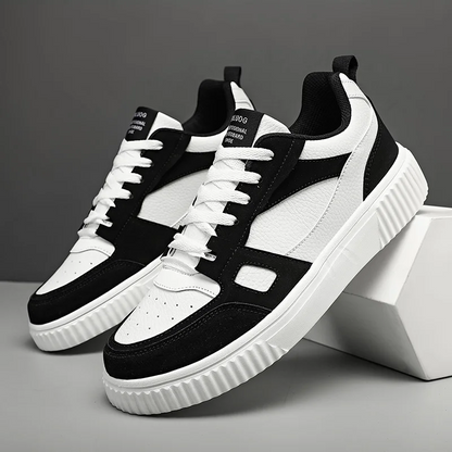 Sneakers Da Uomo In Pelle E Mesh Con Inserti A Contrasto E Suola Testurizzata.