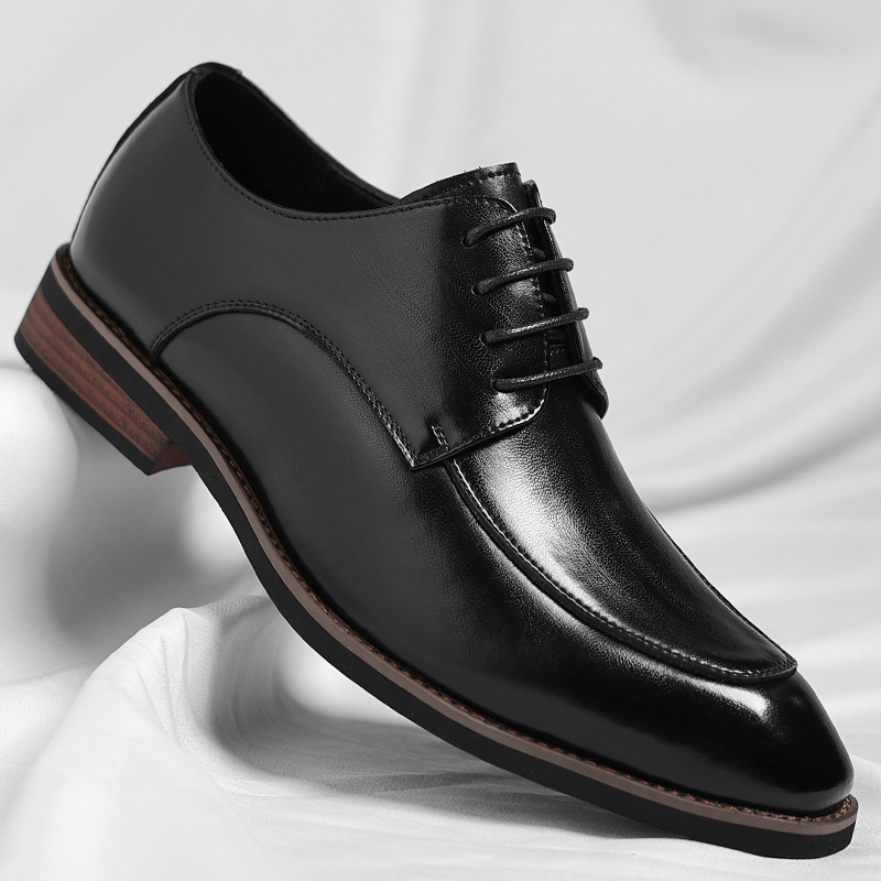 Zapatos derby para hombre de cuero de plena flor con puntera dividida y cordones