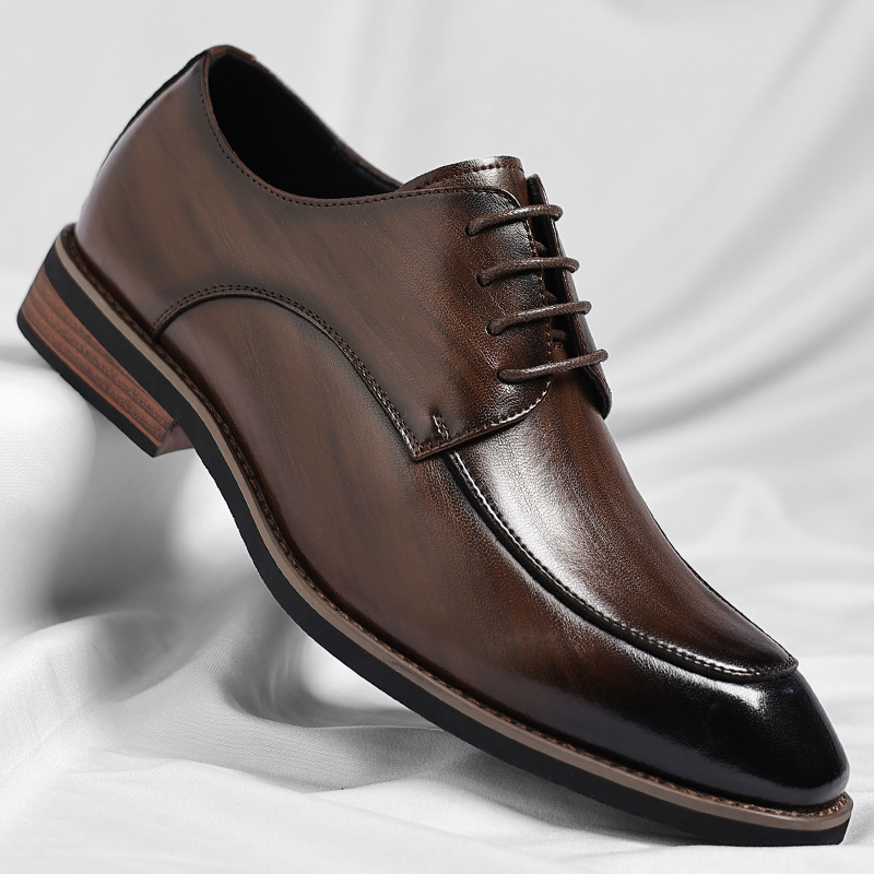 Zapatos derby para hombre de cuero de plena flor con puntera dividida y cordones