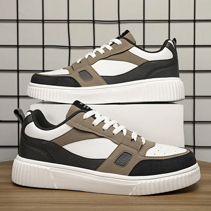 Sneakers Da Uomo In Pelle E Mesh Con Inserti A Contrasto E Suola Testurizzata.