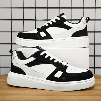 Sneakers Da Uomo In Pelle E Mesh Con Inserti A Contrasto E Suola Testurizzata.