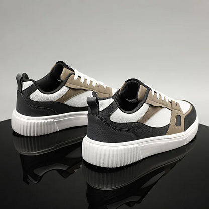 Sneakers Da Uomo In Pelle E Mesh Con Inserti A Contrasto E Suola Testurizzata.