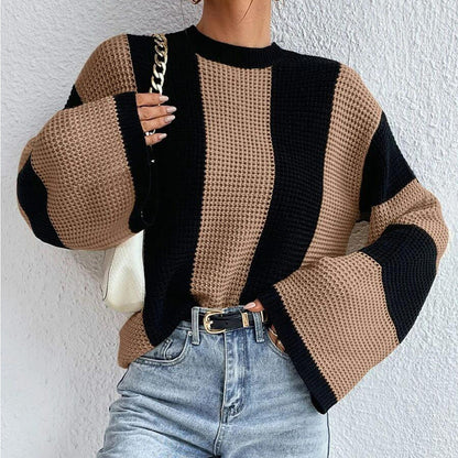 Maglione Donna Girocollo con Spalle Scese e Maniche Ampie – Stile Rilassato