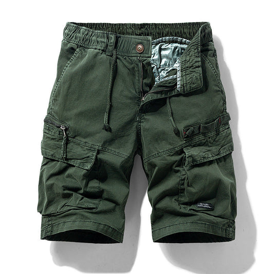 Men's Cargo Bermuda Shorts with Drawstring Waist and Multiple Pockets