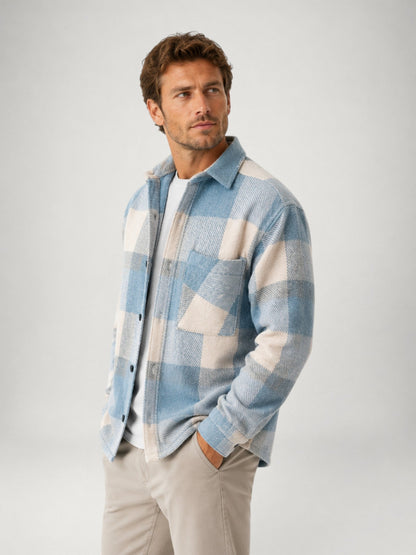 Men’s Autumn Plaid Flannel Shirt, Comfortable Fit, Button Closure and Long Sleeves.