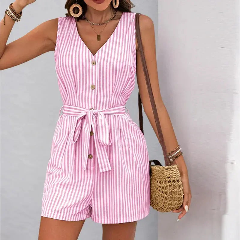 Women's Strapless Jumpsuit with V-Neck and Wide Legs – Elegant Style