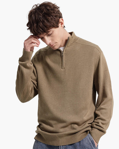 Maglione Uomo con Mezza Zip, Collo Alto, Polsini e Orlo a Costine – Maglia Style