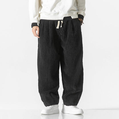 Pantaloni Uomo Vestibilità Ampia Vita Elasticizzata Coulisse Polsini Elastici – Stile Casual