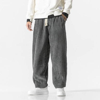Pantaloni Uomo Vestibilità Ampia Vita Elasticizzata Coulisse Polsini Elastici – Stile Casual