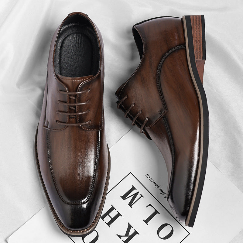 Zapatos derby para hombre de cuero de plena flor con puntera dividida y cordones