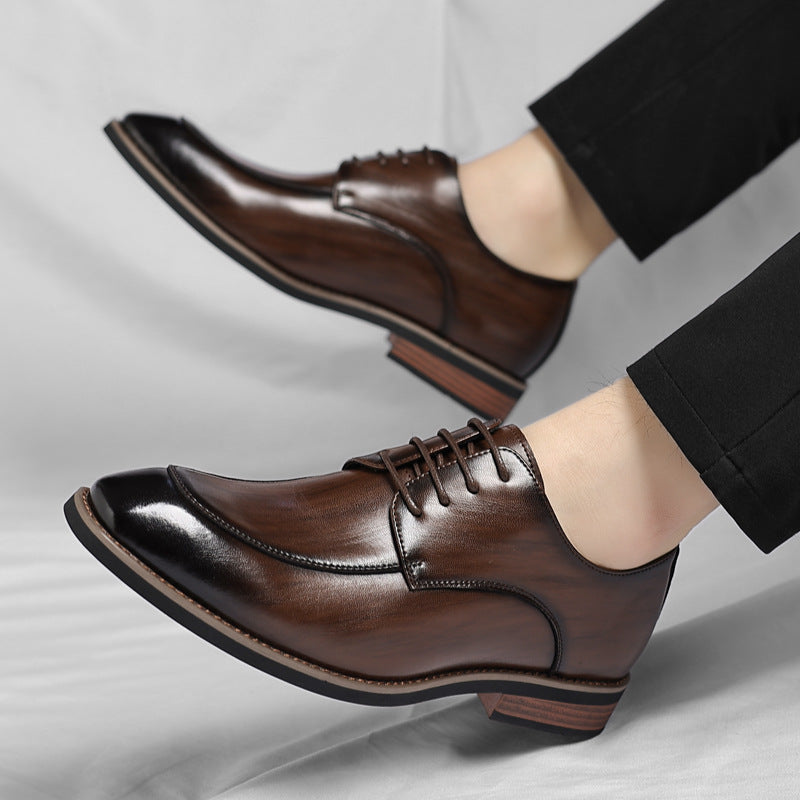 Zapatos derby para hombre de cuero de plena flor con puntera dividida y cordones