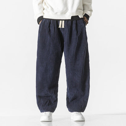 Pantaloni Uomo Vestibilità Ampia Vita Elasticizzata Coulisse Polsini Elastici – Stile Casual