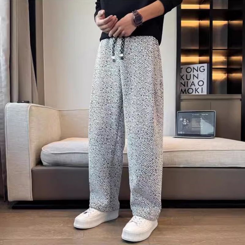 Pantaloni Uomo a Gamba Dritta con Vita Elasticizzata – Vestibilità Rilassata e Tessuto Testurizzato
