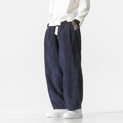 Pantaloni Uomo Vestibilità Ampia Vita Elasticizzata Coulisse Polsini Elastici – Stile Casual
