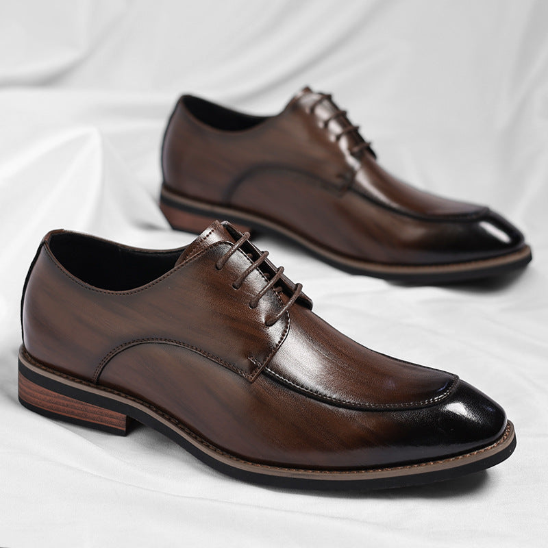 Zapatos derby para hombre de cuero de plena flor con puntera dividida y cordones